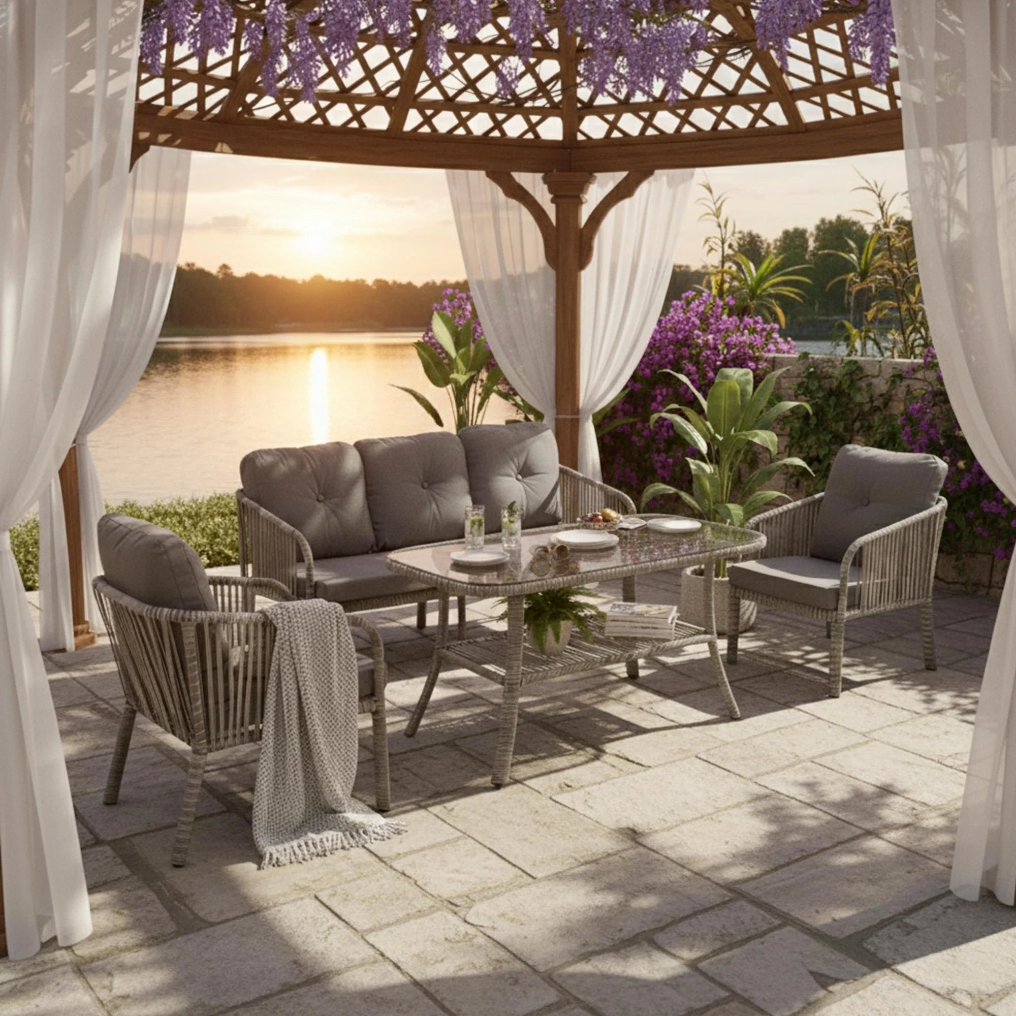 Artemis Üçlü Bahçe ve Balkon Koltuk Takımı (3+1+1+Sehpa)