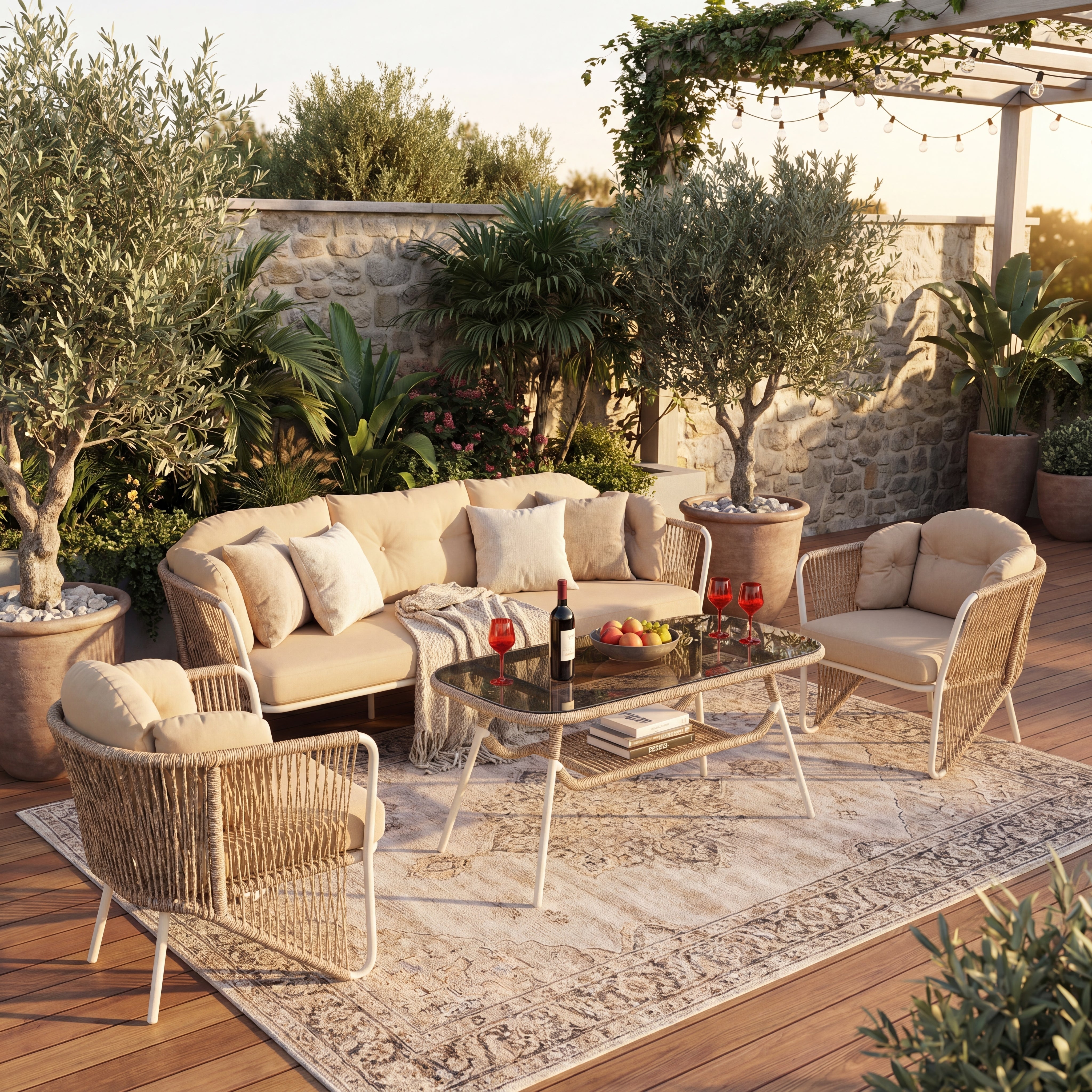 Mimoza Bahçe ve Balkon Koltuk Takımı (3+1+1+Sehpa)