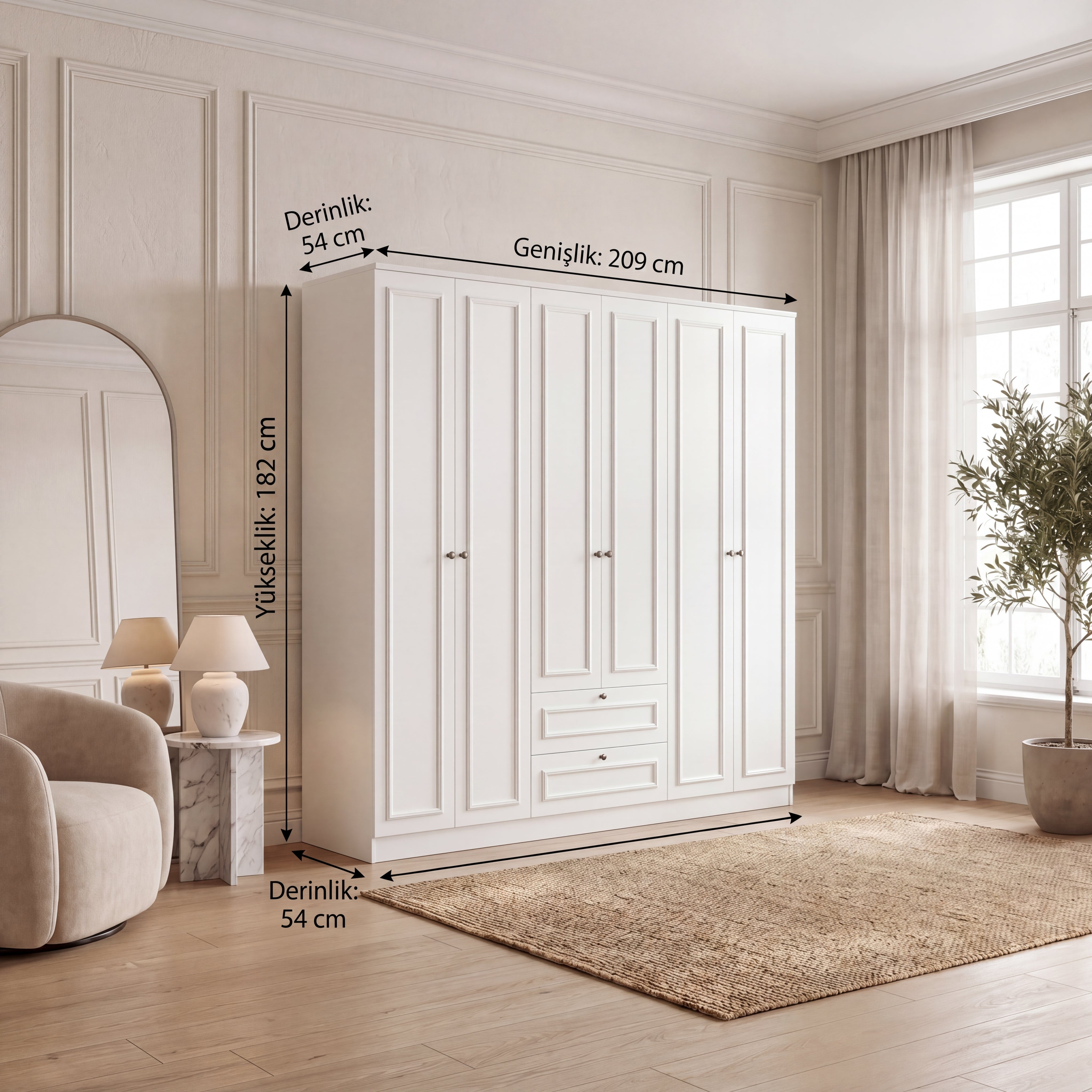 Solenna 6 Kapaklı Gardırop