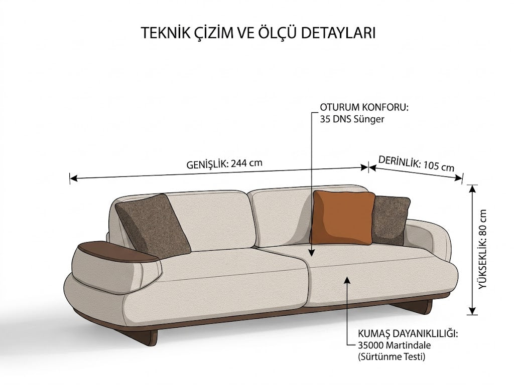 Velorya Ahşap Kollu Koltuk