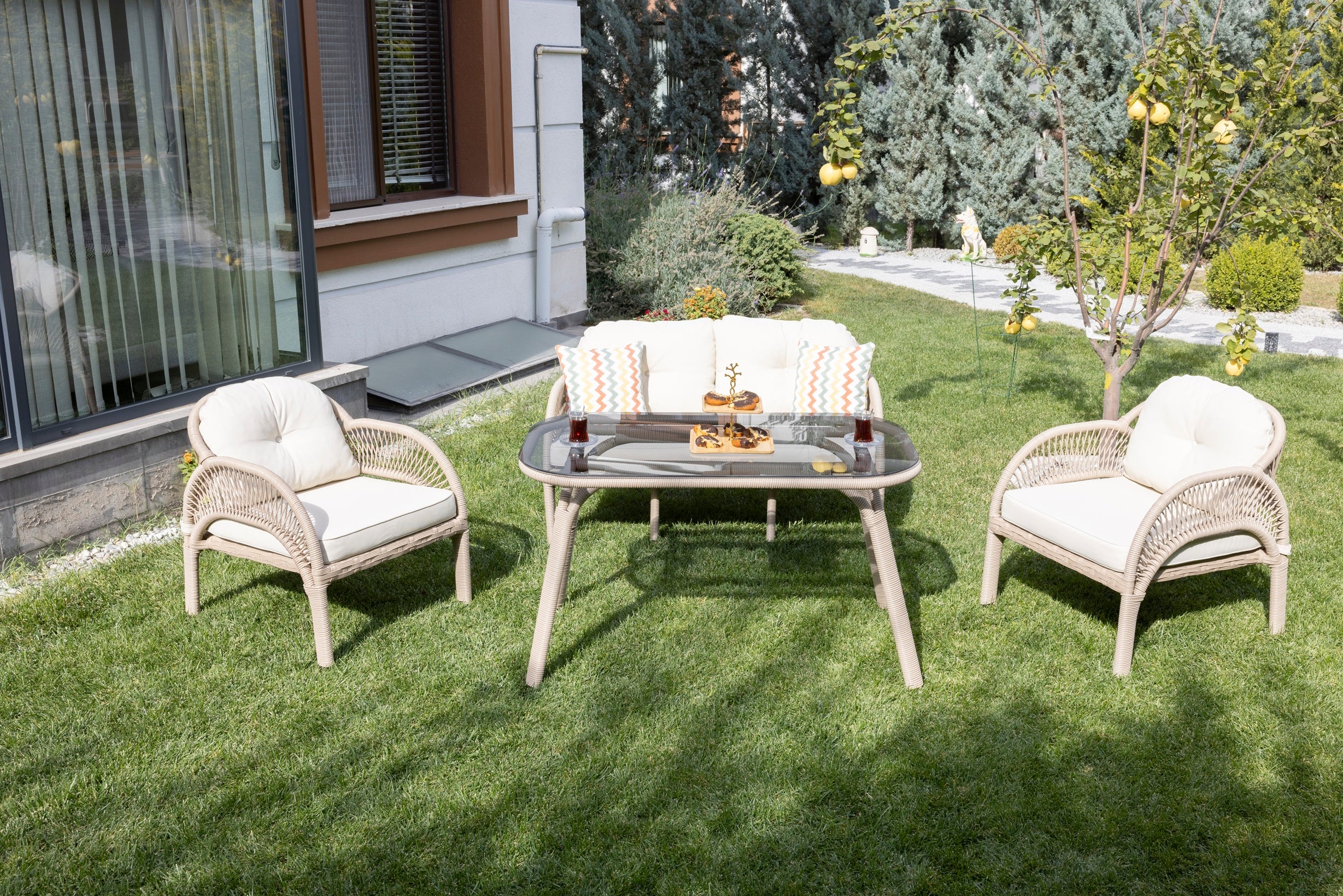 Comfort Bahçe ve Balkon Koltuk Takımı (2+1+1+Sehpa) (Alüminyum)