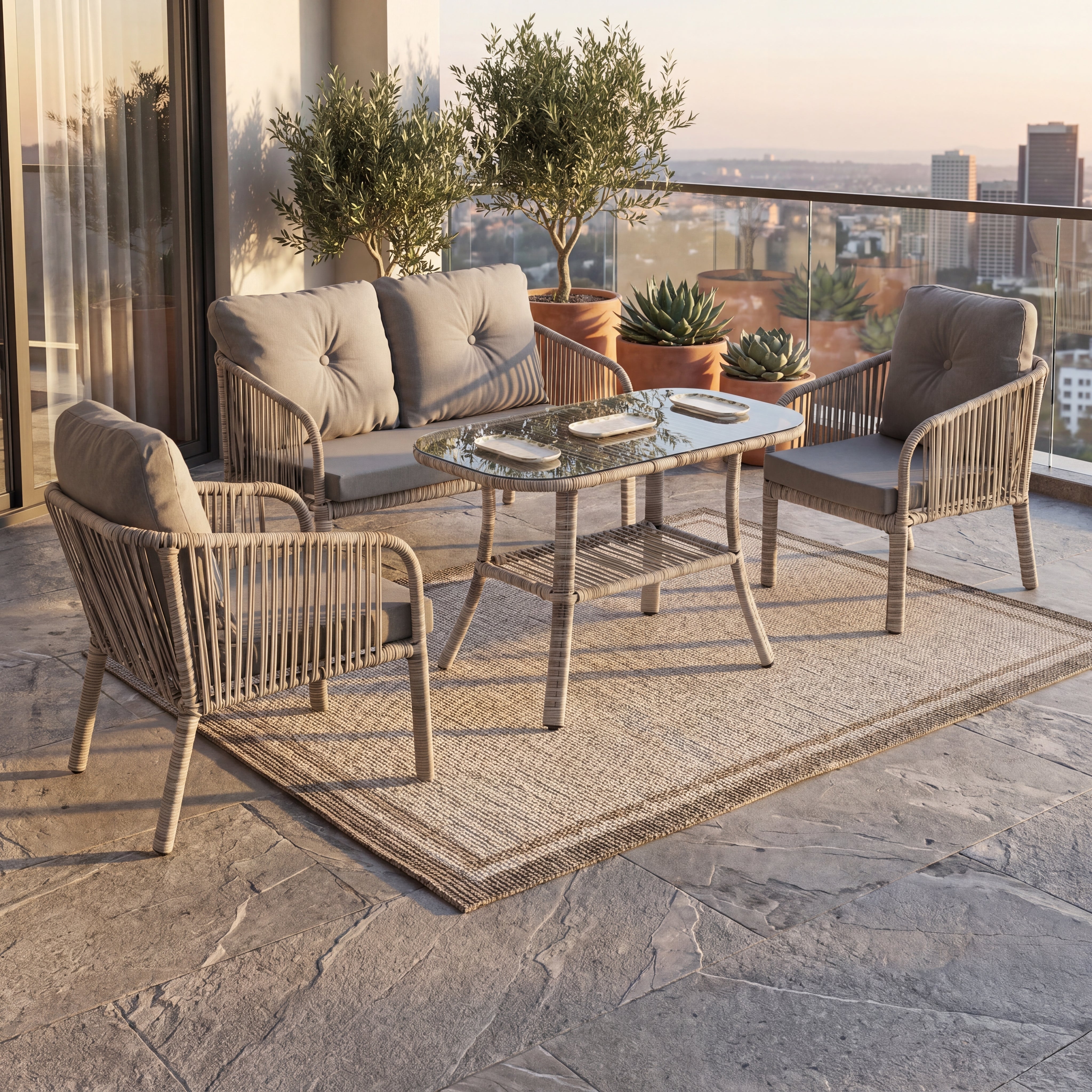 Artemis İkili Bahçe ve Balkon Koltuk Takımı (2+1+1+Sehpa)