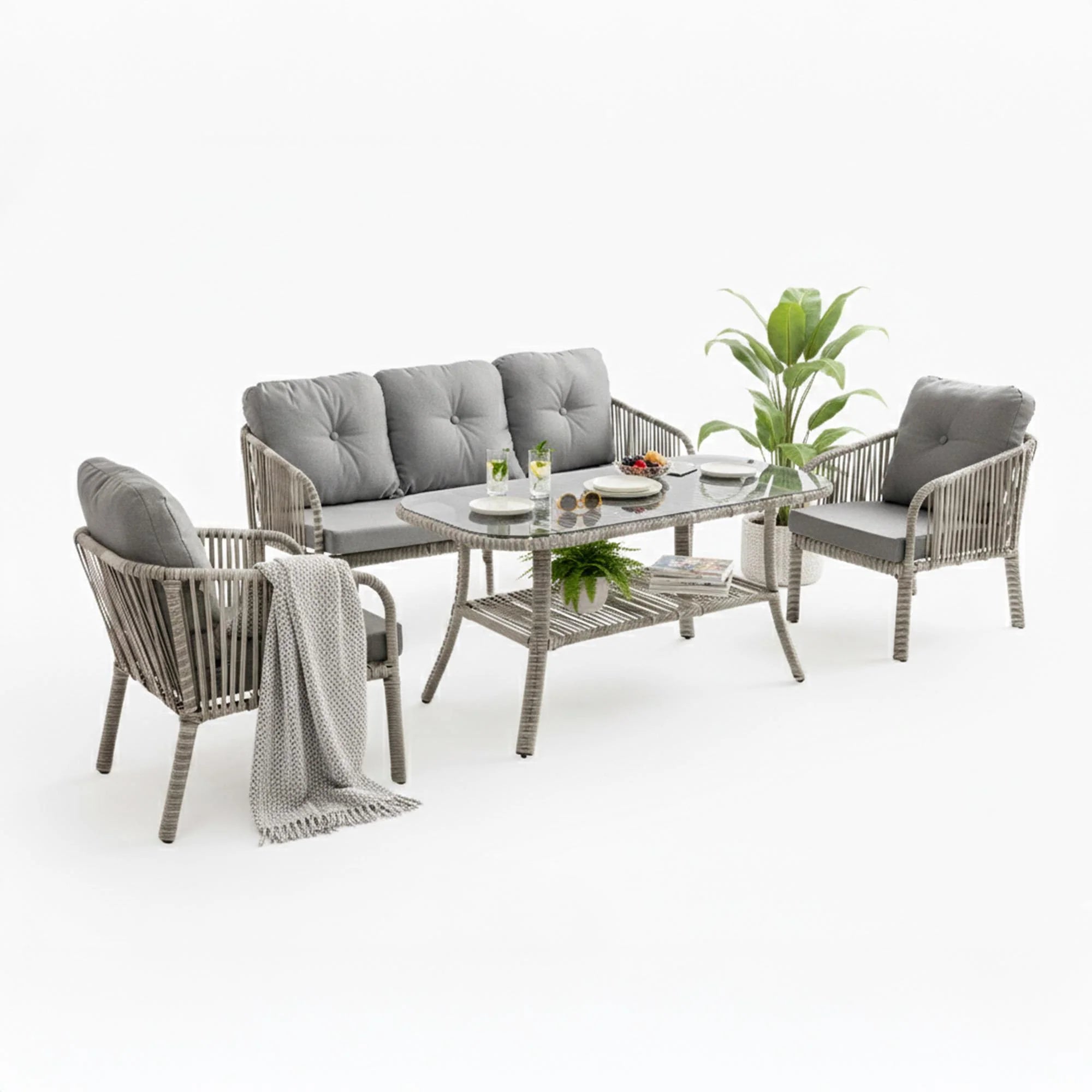 Artemis Üçlü Bahçe ve Balkon Koltuk Takımı (3+1+1+Sehpa)